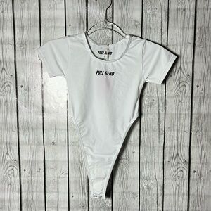 Nelk boys “full send “white thong bodysuit size small